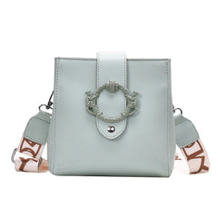 Women Shoulder Bags Solid Bucket Bags Ladies PU Leather Messenger Pocket Cover M