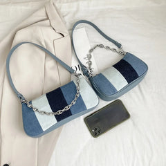 Canvas Denim Shoulder Bag Small Portable Tote
