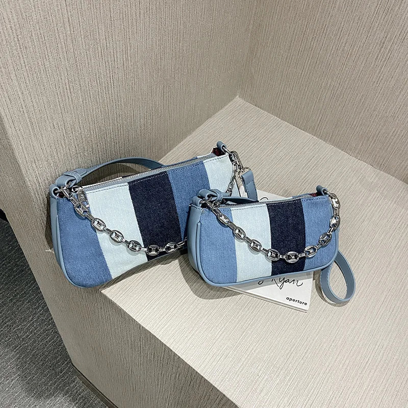 Canvas Denim Shoulder Bag Small Portable Tote
