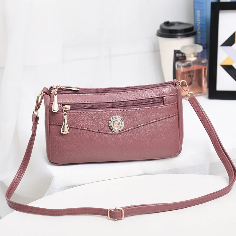 Women's Small Messenger Bag PU Leather Shoulder Crossbody Clutch