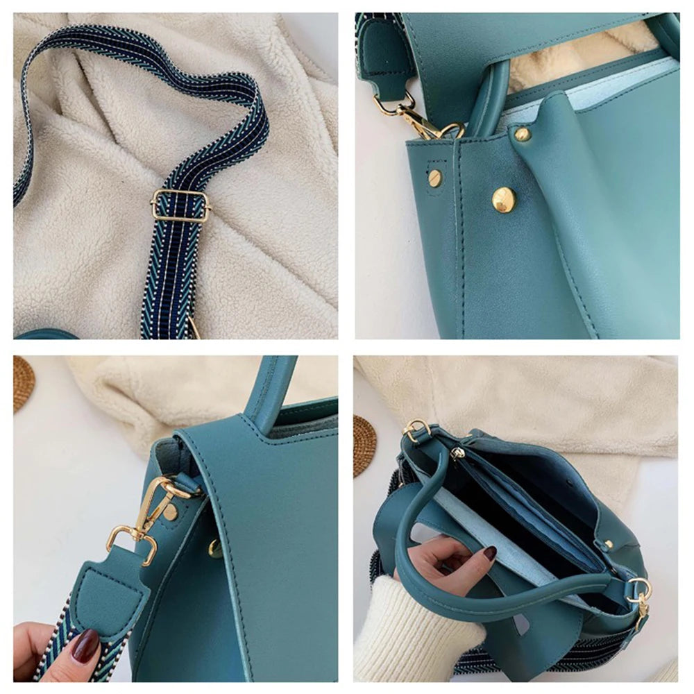 Vintage PU Leather Handbag Crossbody Shoulder Bag Chain Shopper