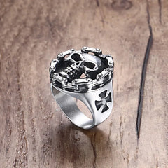Skeleton Ring Titanium Steel Ghost Head Cycling Chain Punk Men's Ring