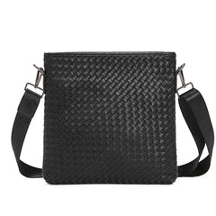 Men's Crossbody Sling Bag Weave PU Leather Messenger Bag