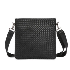 Men's Crossbody Sling Bag Weave PU Leather Messenger Bag