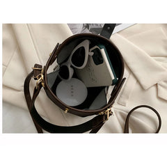 Small Bucket Bags for Women Zipper Crossbody Bag PU Leather Handbag