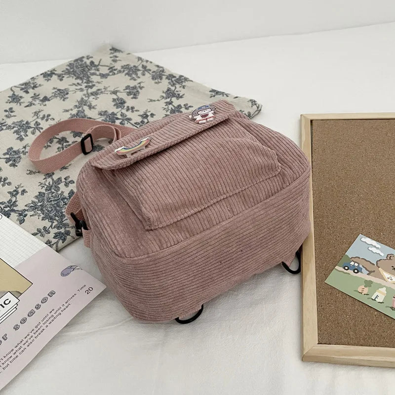 Small Canvas Crossbody Bags for Women Corduroy Shoulder Backpack
