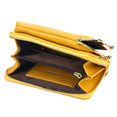 Mini PU Leather Crossbody Bag Women Yellow Phone Purse Zipper Flap