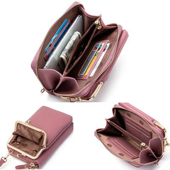 Yellow PU Leather Crossbody Bag Women Shoulder Messenger Phone Bolsa