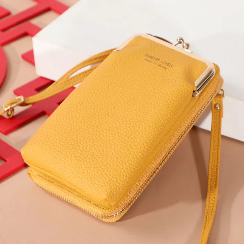 Mini PU Leather Crossbody Bag Yellow Zipper Flap