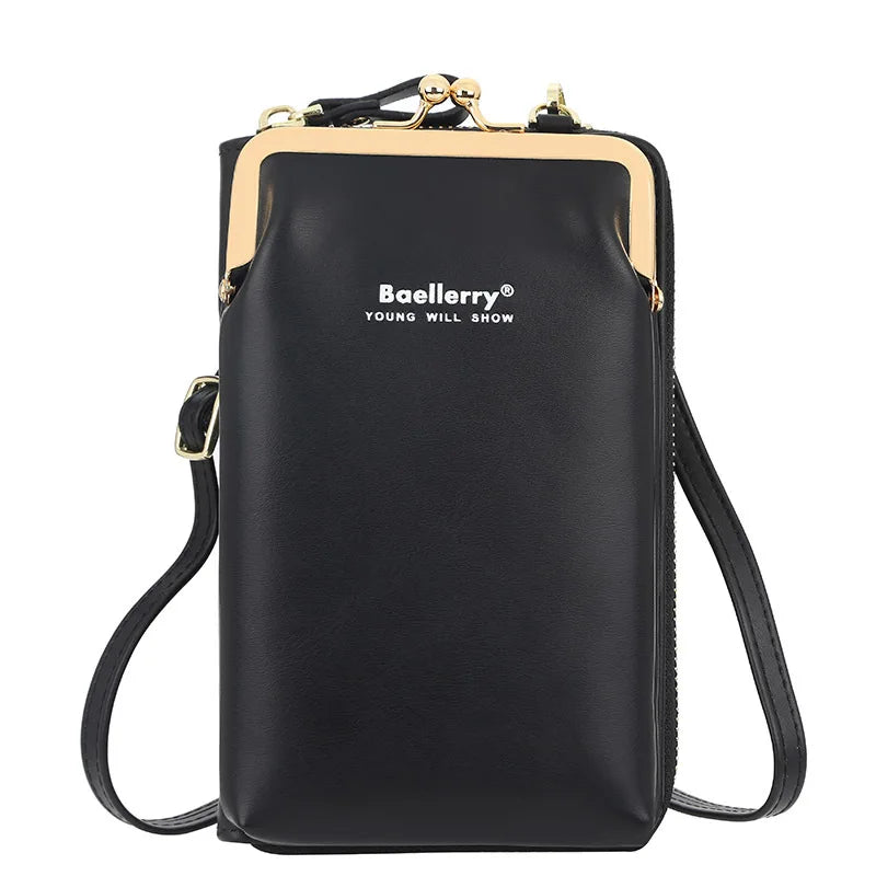 Mini PU Leather Crossbody Bag Women Yellow Phone Purse Zipper Flap