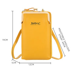 Mini PU Leather Crossbody Bag Women Yellow Phone Purse Zipper Flap