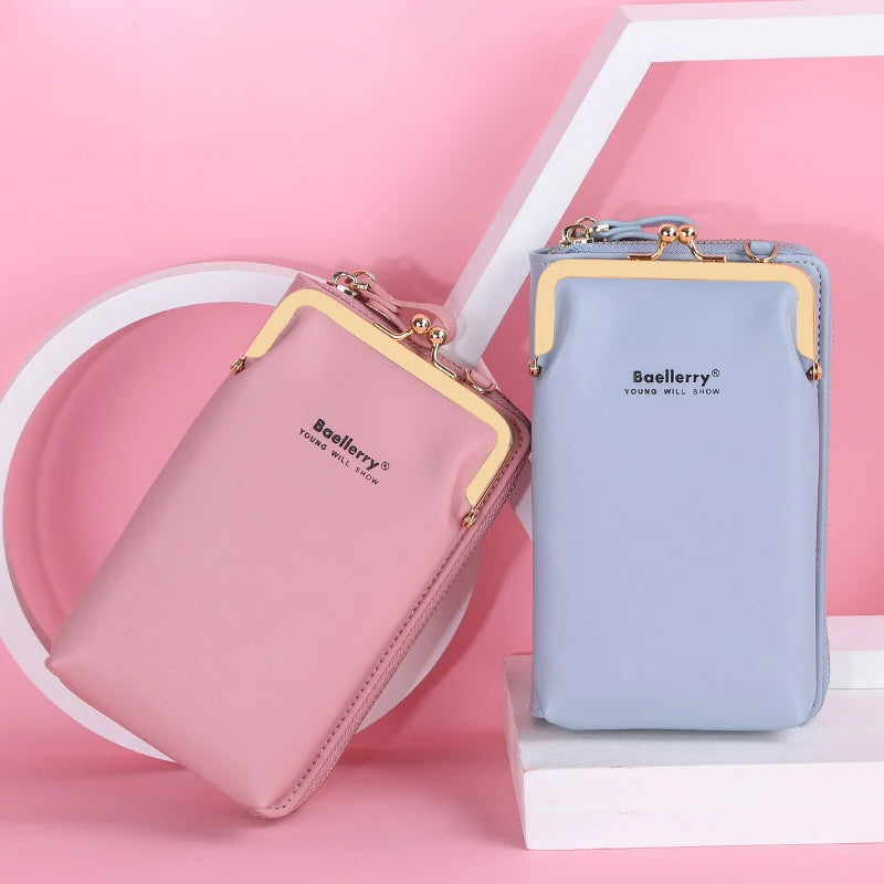 Mini PU Leather Crossbody Bag Women Yellow Phone Purse Zipper Flap