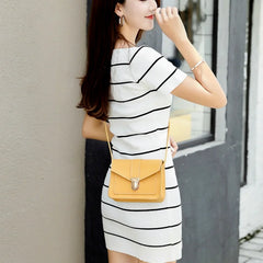 Women's Mini PU Leather Crossbody Bag Yellow Messenger Shoulder Purse