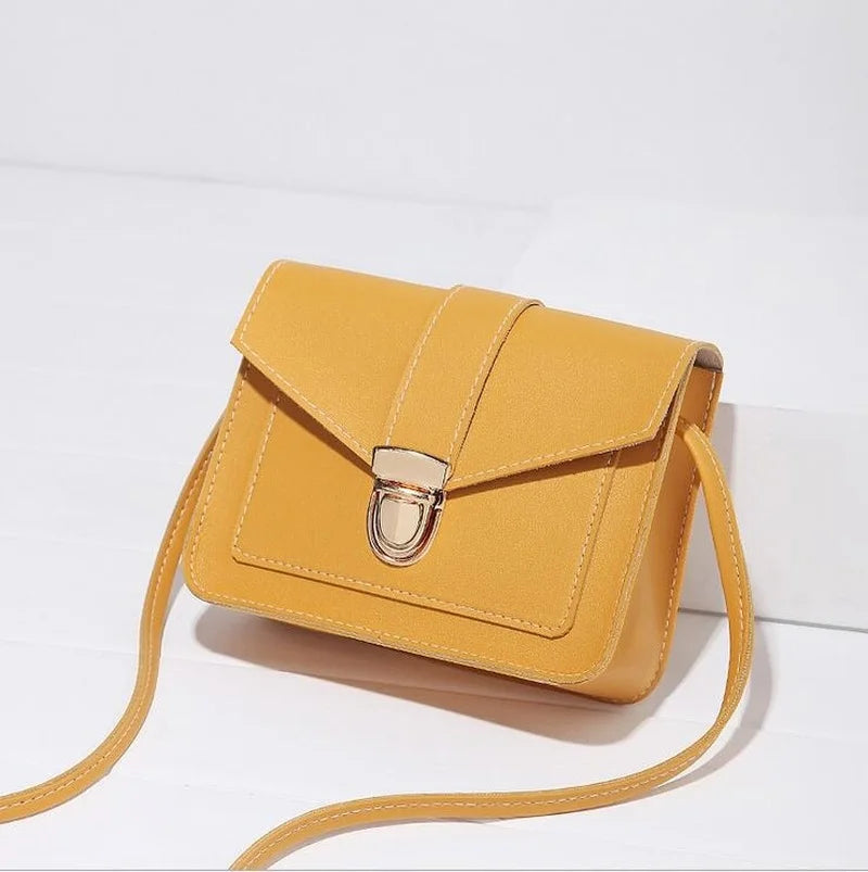 Small Crossbody Bag Mini PU Leather Shoulder Messenger Yellow Bolsas