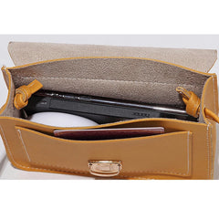 Mini PU Leather Crossbody Bag for Women Yellow Messenger Bag