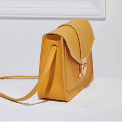 Mini PU Leather Crossbody Bag for Women Yellow Messenger Bag