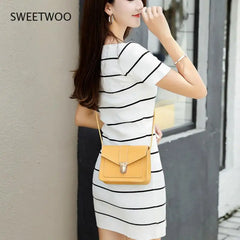 Yellow Mini Crossbody Bag for Women Pu Leather Shoulder Messenger Bag