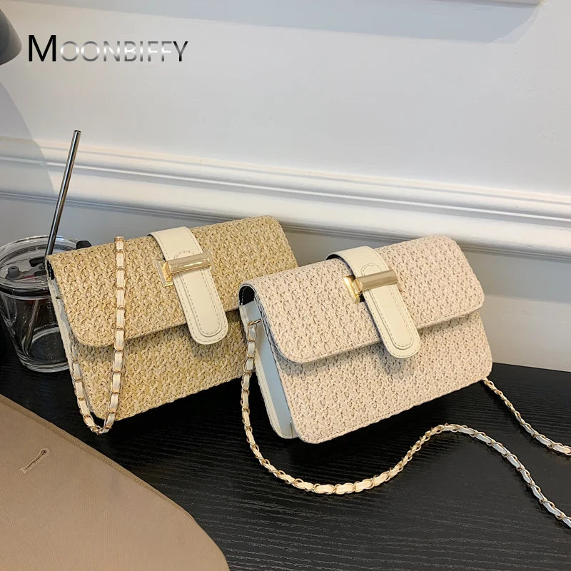 Women's Straw Crossbody Bag Summer Woven Shoulder Messenger Handbag