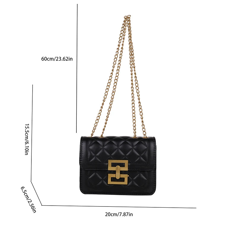 Women's Small Crossbody Bag PU Leather Chains Shoulder Messenger