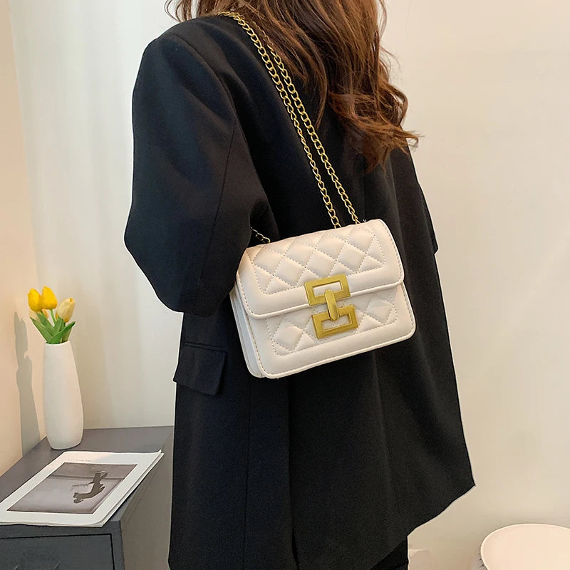 Women's Small Crossbody Bag PU Leather Chains Shoulder Messenger
