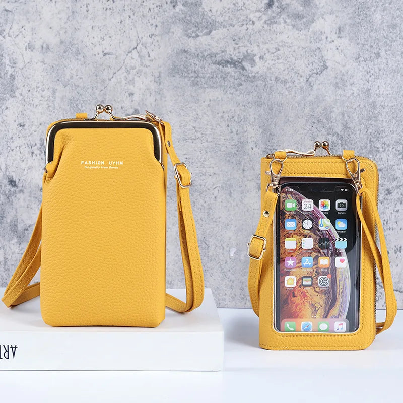 Small Crossbody Touch Screen Bag Women Matte Leather Shoulder Messenger Bag