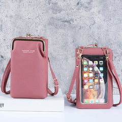 Small Crossbody Touch Screen Bag Women Matte Leather Shoulder Messenger Bag
