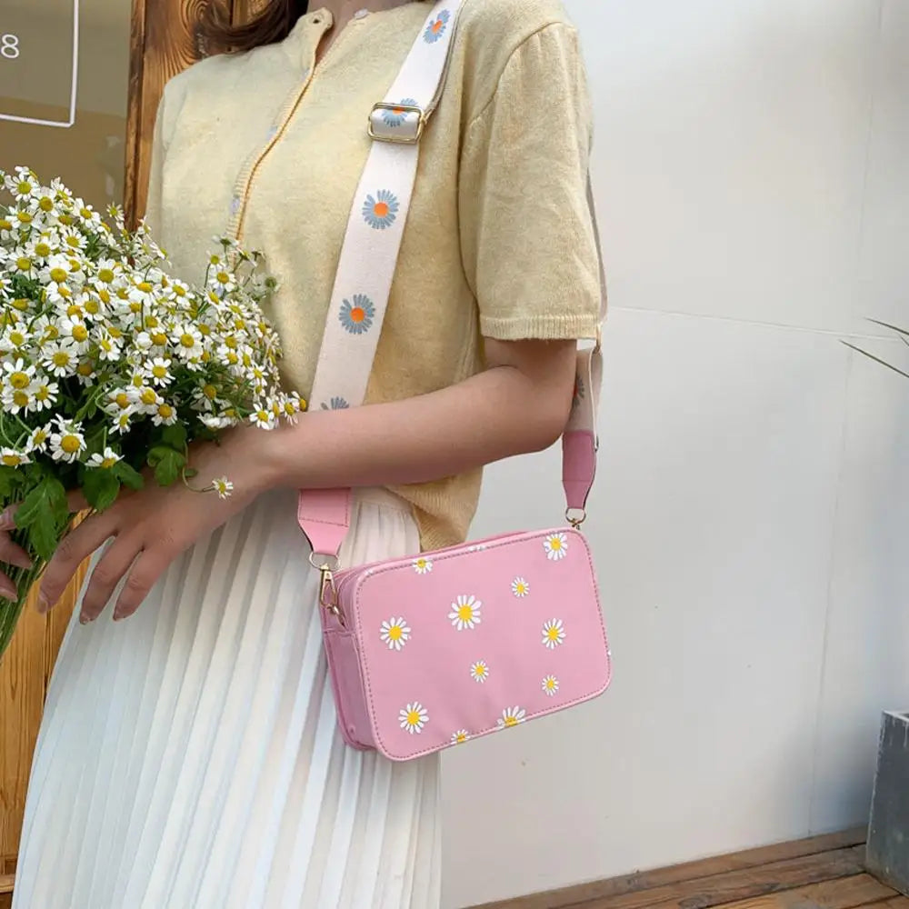Small Daisy Female Bags Wide Nylon Shoulder Strap Messenger Bag