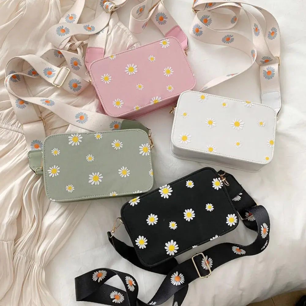 Small Daisy Female Bags Wide Nylon Shoulder Strap Messenger Bag