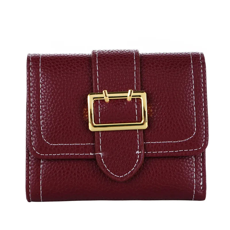 Small Female Purse Short Purse Lady Buckle Fastener Short Clutch Wallet