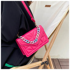 Plaid Ladies Shoulder Messenger Bag Chain Women Handbag