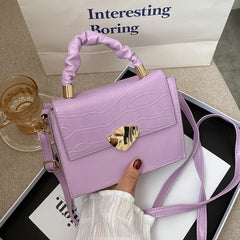 Stone Pattern Crossbody Bag Women Flap Shoulder Handbag PU Leather