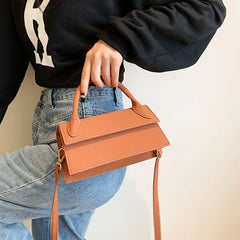 Small Messenger Bag For Women Solid Flap Pu Leather Shoulder Bag