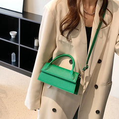 Small Messenger Bag For Women Solid Flap Pu Leather Shoulder Bag