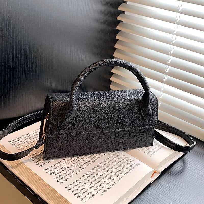 Small Messenger Bag For Women Solid Flap Pu Leather Shoulder Bag