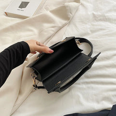 Small Messenger Bag For Women Solid Flap Pu Leather Shoulder Bag