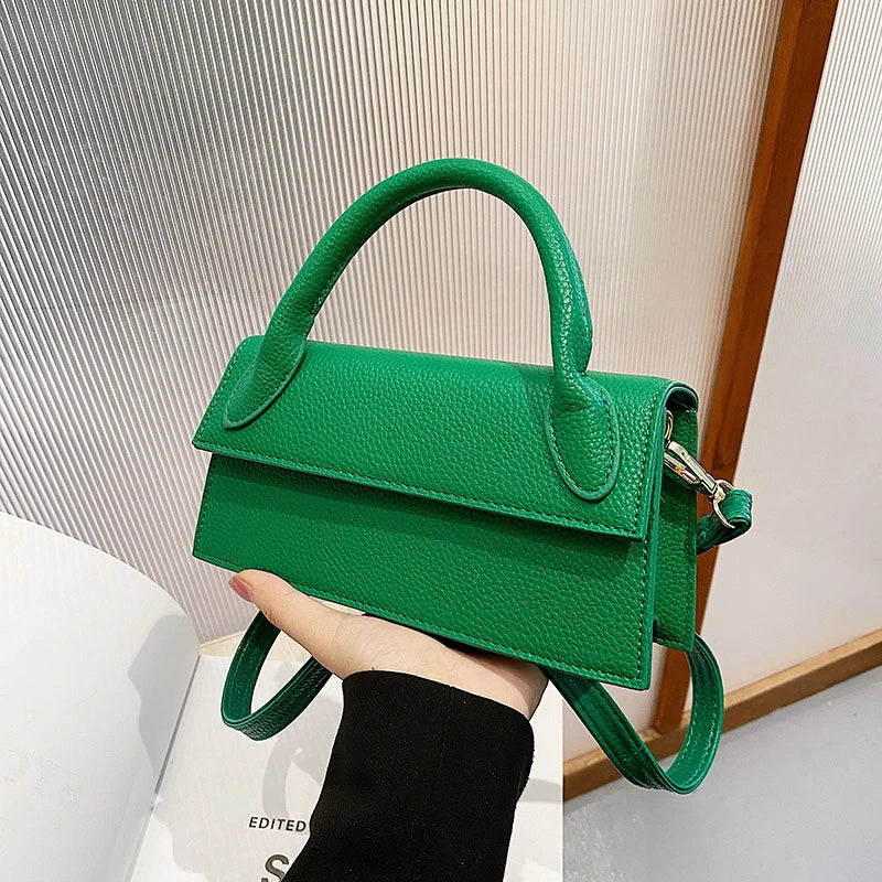 Small Messenger Bag For Women Solid Flap Pu Leather Shoulder Bag