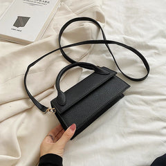 Small Messenger Bag For Women Solid Flap Pu Leather Shoulder Bag