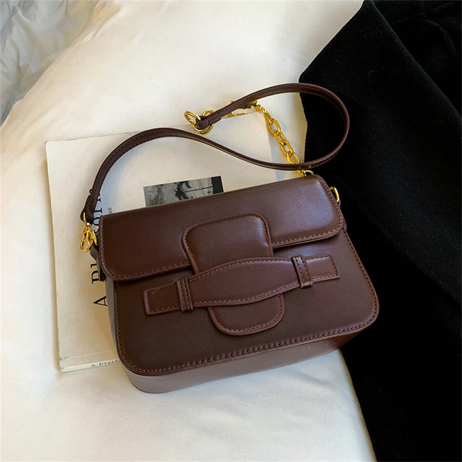 PU Leather Shoulder Side Bags for Women Chains Handbags Female Crossbody Bag