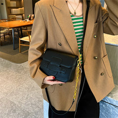 PU Leather Shoulder Side Bags for Women Chains Handbags Female Crossbody Bag