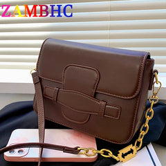 PU Leather Shoulder Side Bags for Women Chains Handbags Female Crossbody Bag