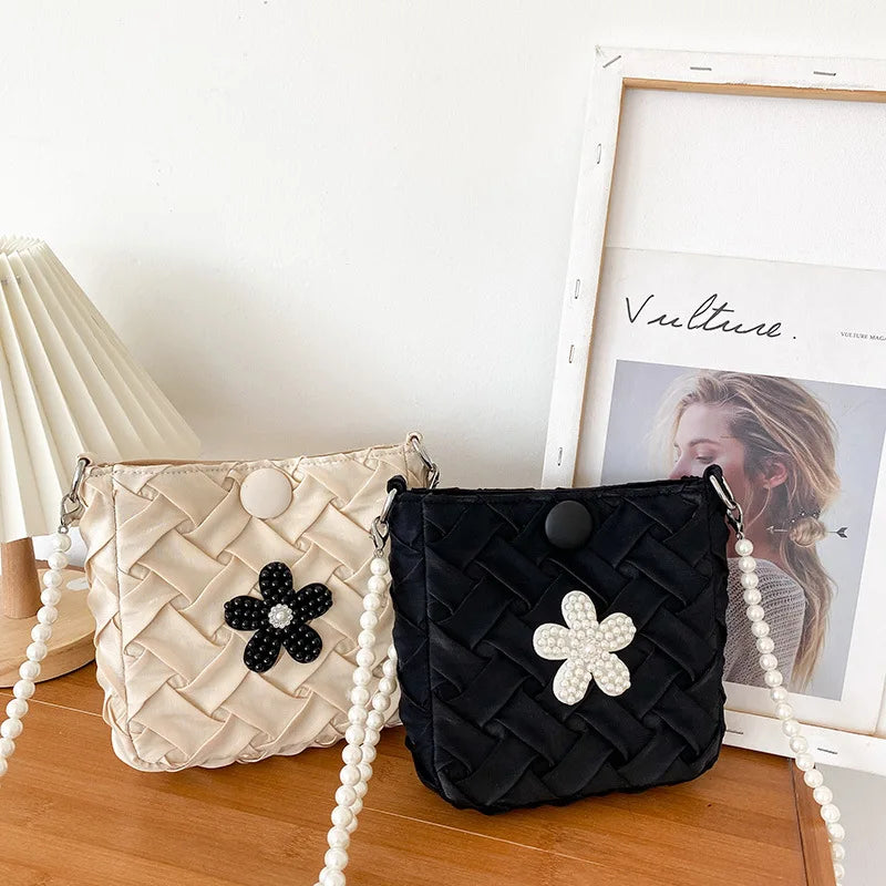 Pearls Chains Shoulder Bag Women Crossbody Purse Lady Messenger Handbag