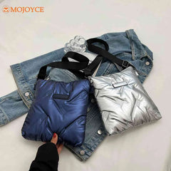 Quilted Shoulder Bag for Women Padded Handbag Female Square Bag