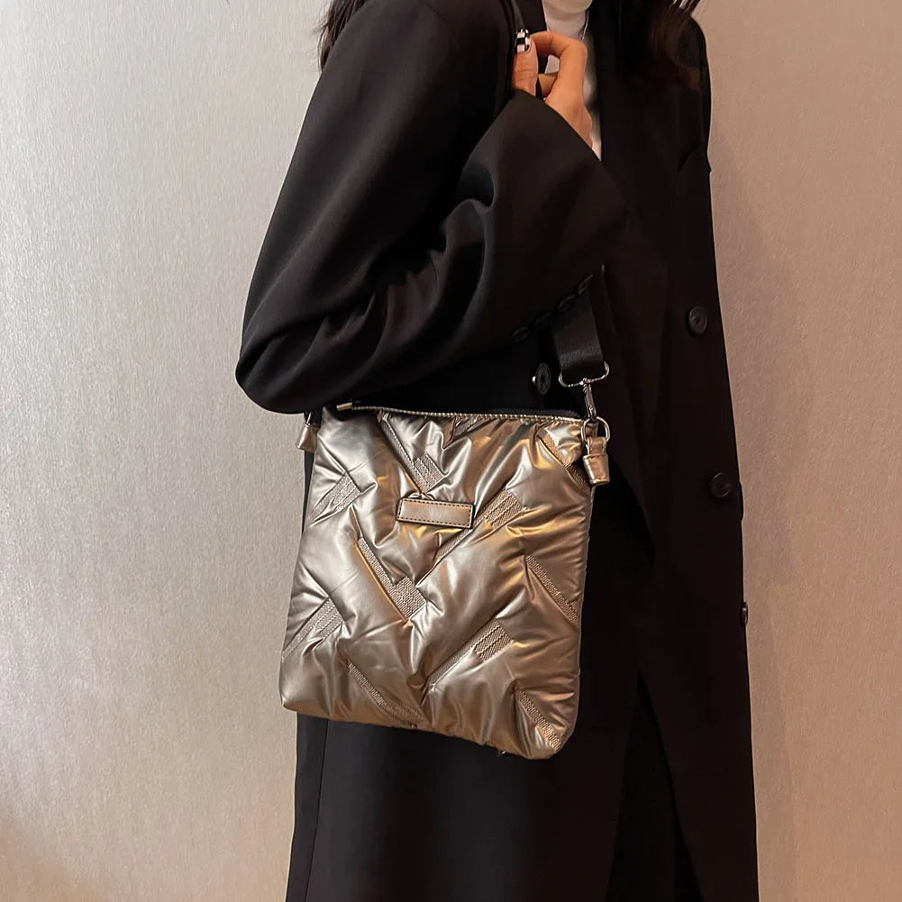 Quilted Shoulder Bag for Women Padded Handbag Female Square Bag