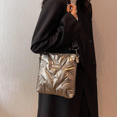 Quilted Shoulder Bag for Women Padded Handbag Female Square Bag