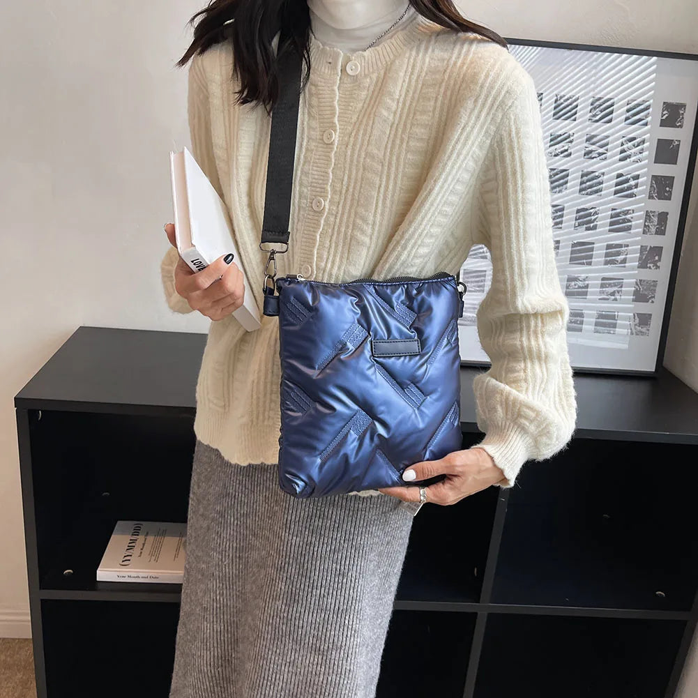 Quilted Shoulder Bag for Women Padded Handbag Female Square Bag