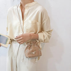 Woven Flower Embroidery Crossbody Bag for Women Beach Travel