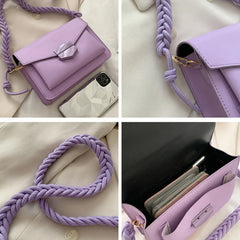 Women's Weave Strap Crossbody Flap Messenger Bag Purse