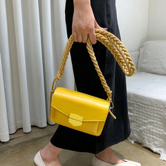 Women's Weave Strap Crossbody Flap Messenger Bag Purse