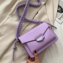 Women's Weave Strap Crossbody Flap Messenger Bag Purse