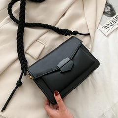 Women's Weave Strap Crossbody Flap Messenger Bag Purse
